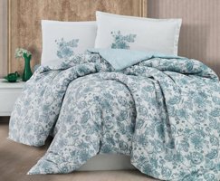 Clasy Ranforce Dört Mevsim 150 x 200 cm Modern Tek Kişilik Nevresim Takımı Yeşil