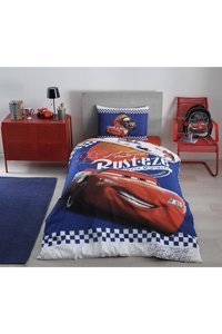 Özdilek Pamuk Dört Mevsim 180 x 230 cm Lastikli 3D Araba Tek Kişilik Nevresim Takımı Beyaz Lacivert