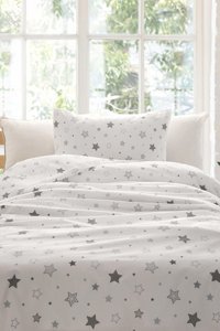 Favora Pamuk Dört Mevsim 160 x 220 cm Galaksi Tek Kişilik Nevresim Takımı Beyaz