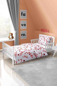 Favora Pamuk Dört Mevsim 160 x 220 cm Kalp Tek Kişilik Nevresim Takımı Kırmızı