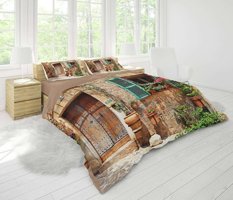 Asel Evim Pamuk Dört Mevsim 200 x 220 cm 3D Çift Kişilik Nevresim Takımı Kahverengi