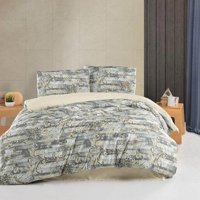 Ar Yıldız Saten Dört Mevsim 200 x 220 cm Modern Çift Kişilik Nevresim Takımı Gri