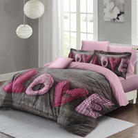 Mono Home Pamuk Saten Dört Mevsim 200 x 220 cm 3D Çift Kişilik Nevresim Takımı Gri Pembe
