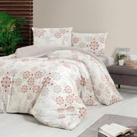 Ar Yıldız Saten Dört Mevsim 200 x 220 cm Modern Çift Kişilik Nevresim Takımı Krem