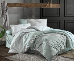 Nevresim Dünyası Ranforce Dört Mevsim 200 x 220 cm Şal Desen Çift Kişilik Nevresim Takımı Mint