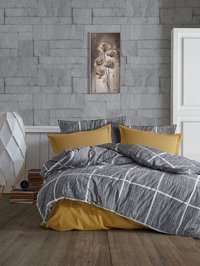 Alena Pamuk Dört Mevsim 200 x 220 cm Geometrik Çift Kişilik Nevresim Takımı Beyaz Gri