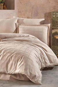 Clasy Ranforce Dört Mevsim 200 x 220 cm Fitilli Çift Kişilik Nevresim Takımı Bej