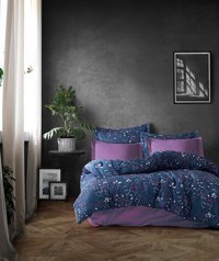 Alena Pamuk Dört Mevsim 200 x 220 cm Çiçekli Çift Kişilik Nevresim Takımı Mor