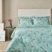 Marie Claire Pamuk Ranforce Dört Mevsim 200 x 220 cm Çiçekli Çift Kişilik Nevresim Takımı Yeşil