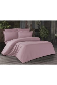 La Lady Arus Pamuk Polyester Dört Mevsim 200 x 220 cm Çizgili Çift Kişilik Nevresim Takımı Pudra