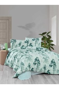 Mulberry Pamuk Dört Mevsim 200 x 220 cm Ağaç Çift Kişilik Nevresim Takımı Yeşil