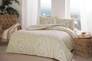 Taç Ranforce Dört Mevsim 200 x 220 cm Desenli Çift Kişilik Nevresim Takımı Bej