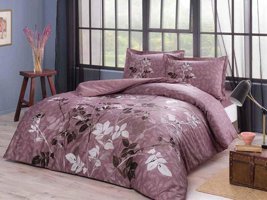 Taç Saten Dört Mevsim 200 x 220 cm Çiçekli Çift Kişilik Nevresim Takımı Pembe