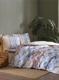 Nevresim Dünyası Ranforce Kışlık 200 x 220 cm Geometrik Çift Kişilik Nevresim Takımı Kahverengi