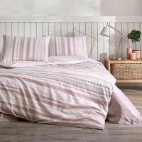 Özdilek Pamuk Polyester Kışlık 200 x 220 cm Çizgili Çift Kişilik Nevresim Takımı Pudra