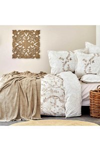 Karaca Home Pamuk Kışlık 200 x 220 cm Battaniyeli Çiçekli Çift Kişilik Nevresim Takımı Bej