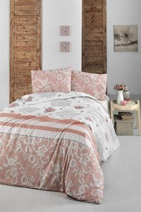 Anatolia Pamuk Dört Mevsim 200 x 200 cm Modern Çift Kişilik Nevresim Takımı Pembe
