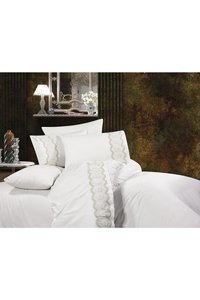 La Lady Arus Pamuk Dört Mevsim 200 x 220 cm Düz Çift Kişilik Nevresim Takımı Krem