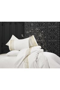 La Lady Arus Pamuk Dört Mevsim 200 x 220 cm Düz Çift Kişilik Nevresim Takımı Beyaz