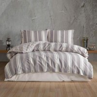 Nevresim Dünyası Pamuk Dört Mevsim 200 x 220 cm Çizgili Çift Kişilik Nevresim Takımı Lila