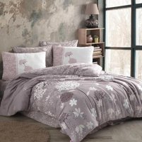 Nevresim Dünyası Ranforce Dört Mevsim 200 x 220 cm Çiçekli Çift Kişilik Nevresim Takımı Kahverengi