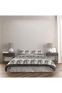 Mulberry Pamuk Dört Mevsim 200 x 220 cm Hayvan Çift Kişilik Nevresim Takımı Beyaz