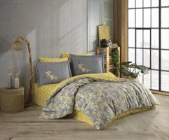 Hobby Pamuk Dört Mevsim 200 x 220 cm Çiçekli Çift Kişilik Nevresim Takımı Sarı