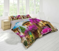 Asel Evim Pamuk Dört Mevsim 200 x 220 cm 3D Çift Kişilik Nevresim Takımı Kahverengi Pembe