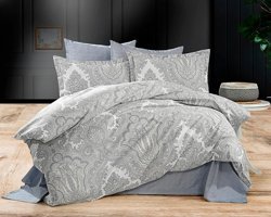 Alena Pamuk Dört Mevsim 200 x 220 cm Etnik Çift Kişilik Nevresim Takımı Gri