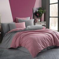 Hobby Pamuk Dört Mevsim 200 x 220 cm Düz Çift Kişilik Nevresim Takımı Gri Gülkurusu