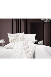 La Lady Arus Pamuk Dört Mevsim 200 x 220 cm Etnik Çift Kişilik Nevresim Takımı Pudra
