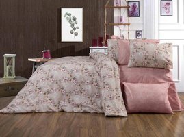 Alena Pamuk Dört Mevsim 200 x 220 cm Çiçekli Çift Kişilik Nevresim Takımı Pembe