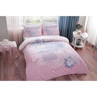 Taç Ranforce Dört Mevsim 200 x 220 cm Çiçekli Çift Kişilik Nevresim Takımı Pembe
