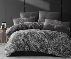 Clasy Ranforce Dört Mevsim 200 x 220 cm Şal Desen Çift Kişilik Nevresim Takımı Antrasit
