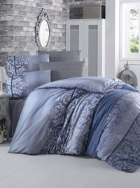 Komfort Home Pamuk Polyester 200 x 220 cm Desenli Çift Kişilik Nevresim Takımı Mavi