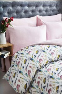 Mira Home Pamuk Dört Mevsim 200 x 220 cm Lale Çift Kişilik Nevresim Takımı Pudra
