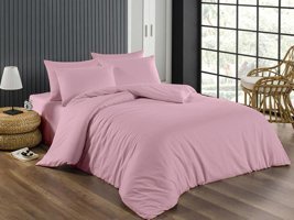 Ete Hometex Pamuk Saten Dört Mevsim 200 x 220 cm Çizgili Çift Kişilik Nevresim Takımı Pembe