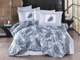 Clasy Ranforce Dört Mevsim 200 x 220 cm Yaprak Çift Kişilik Nevresim Takımı Lacivert