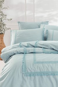Favora Pamuk Dört Mevsim 200 x 220 cm Etnik Çift Kişilik Nevresim Takımı Mint Yeşili