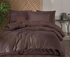 Clasy Pamuk Saten Dört Mevsim 200 x 220 cm Şal Desen Çift Kişilik Nevresim Takımı Kahverengi
