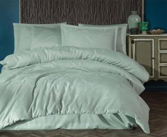 Clasy Pamuk Saten Dört Mevsim 200 x 220 cm Şal Desen Çift Kişilik Nevresim Takımı Mint