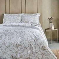 Marie Claire Pamuk Dört Mevsim 200 x 220 cm Çiçekli Çift Kişilik Nevresim Takımı Beyaz