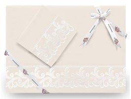Çeyiz Diyarı Pamuk Dört Mevsim 200 x 225 cm Güpür Çift Kişilik Nevresim Takımı Krem