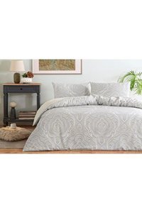 Özdilek Pamuk Polyester Kışlık 200 x 220 cm Geometrik Çift Kişilik Nevresim Takımı Gri