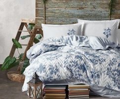 Clasy Ranforce Dört Mevsim 200 x 220 cm Çiçekli Çift Kişilik Nevresim Takımı Mavi