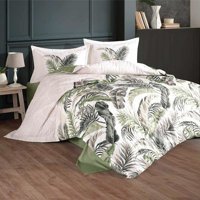 Clasy Ranforce Dört Mevsim 200 x 220 cm Palmiye Çift Kişilik Nevresim Takımı Yeşil