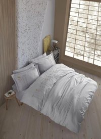 Nevresim Dünyası Pamuk Dört Mevsim 200 x 220 cm Desenli Çift Kişilik Nevresim Takımı Gri