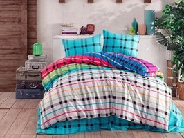 Komfort Home Ranforce Dört Mevsim 200 x 220 cm Ekoseli Çift Kişilik Nevresim Takımı Çok Renkli