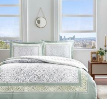 Nevresim Dünyası Saten Dört Mevsim 200 x 220 cm Desenli Çift Kişilik Nevresim Takımı Mavi