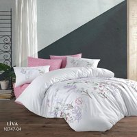 New Home Pamuk Kışlık 200 x 220 cm Çiçekli Çift Kişilik Nevresim Takımı Beyaz Pembe